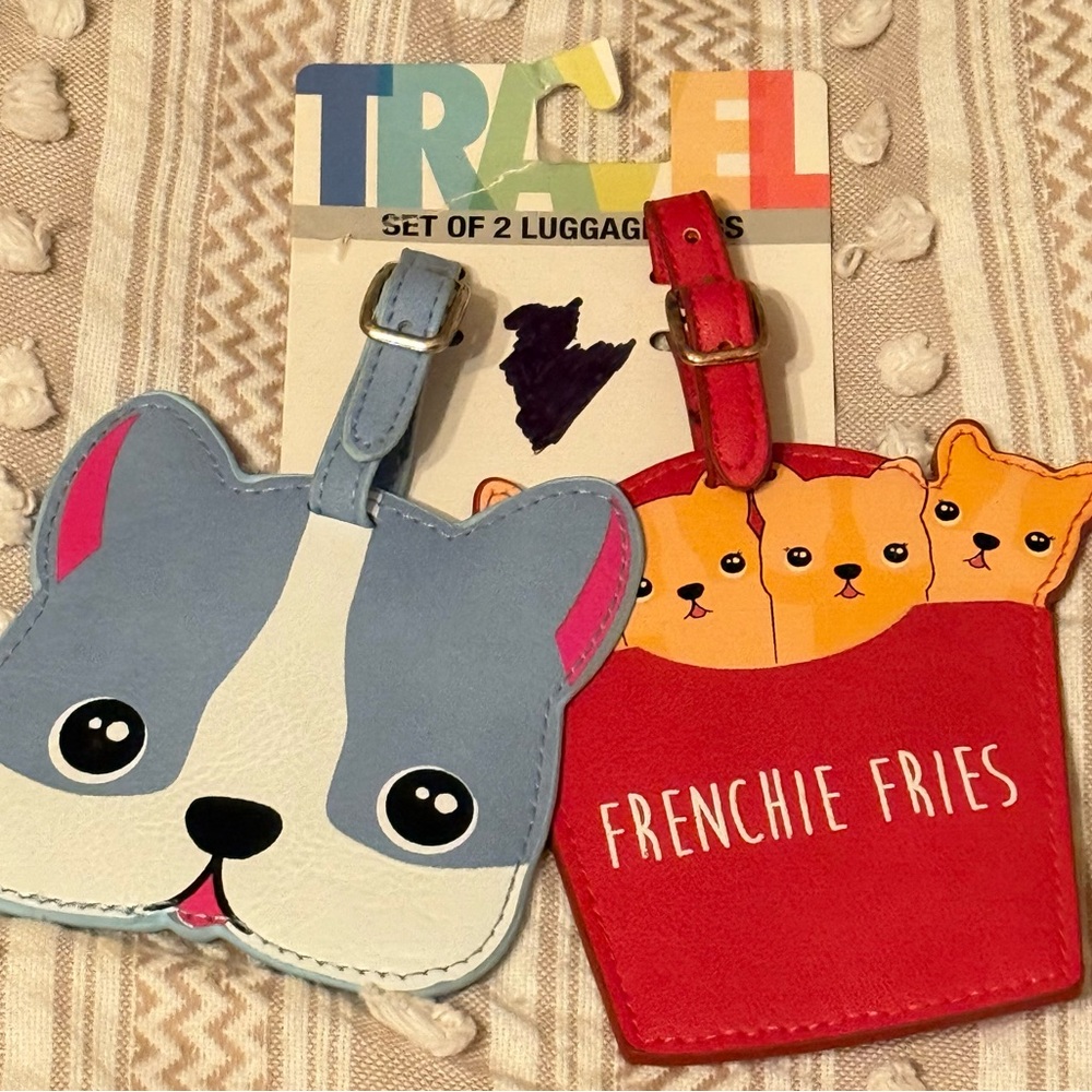 🐾 Frenchie Fries Luggage Tag Set 🧳